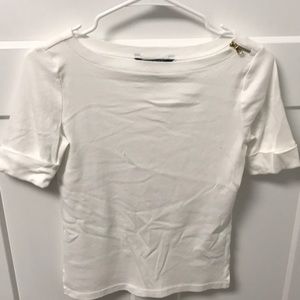 White quarter length tee